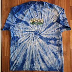 Belmont Daisy Flower Blue & White TieDye Band Tshirt XL
